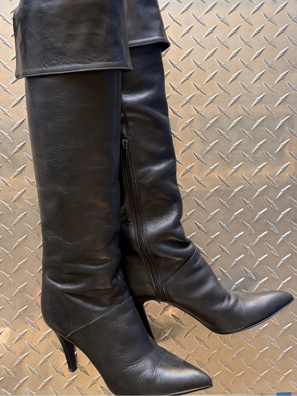 DIANA Japan Real Leather Tall Boots Over Knee-High Pointed Toe Boots Women US 7